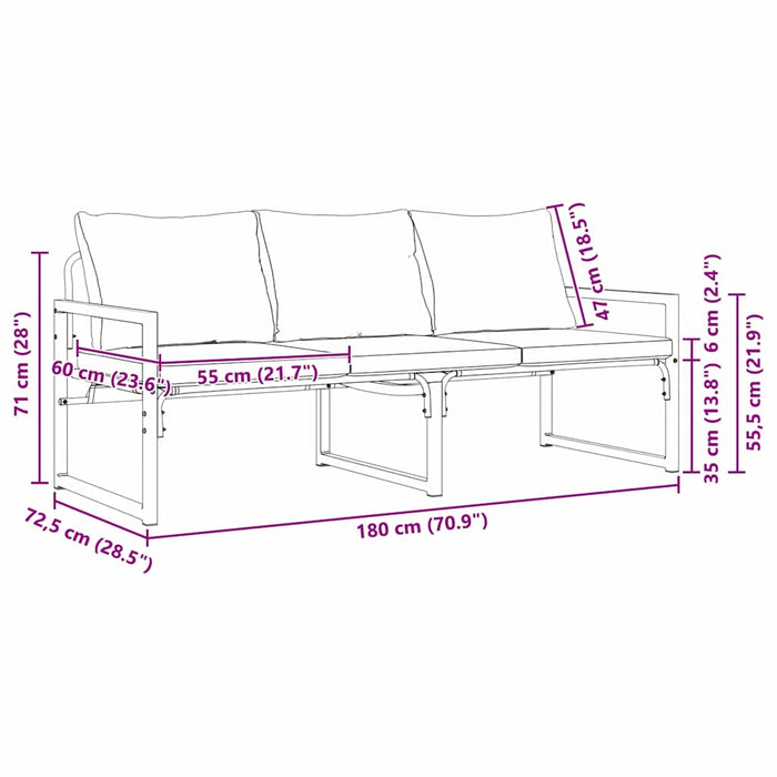Mobilier de grădină Gri deschis 180 x 72,5 x 71 cm Poliester - WALTI WALTI