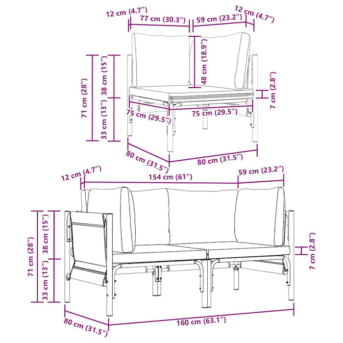 Seturi de mobilier de exterior cu pernă cu pernă 2 pcs Antracit - WALTI WALTI