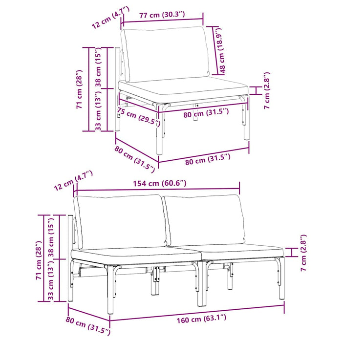Seturi de mobilier de exterior cu pernă cu pernă 2 pcs Antracit - WALTI WALTI