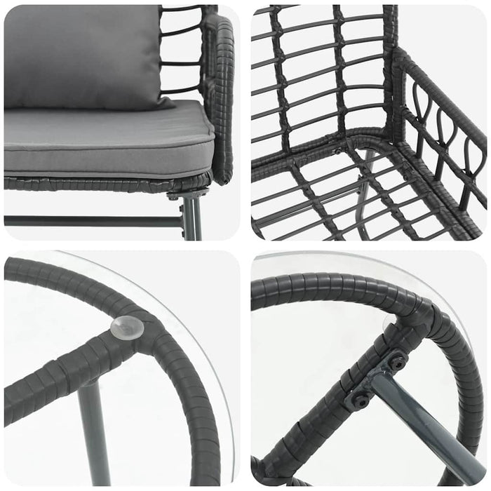 Set de masă pentru grădină 3 pcs Negru, Antracit - WALTI WALTI