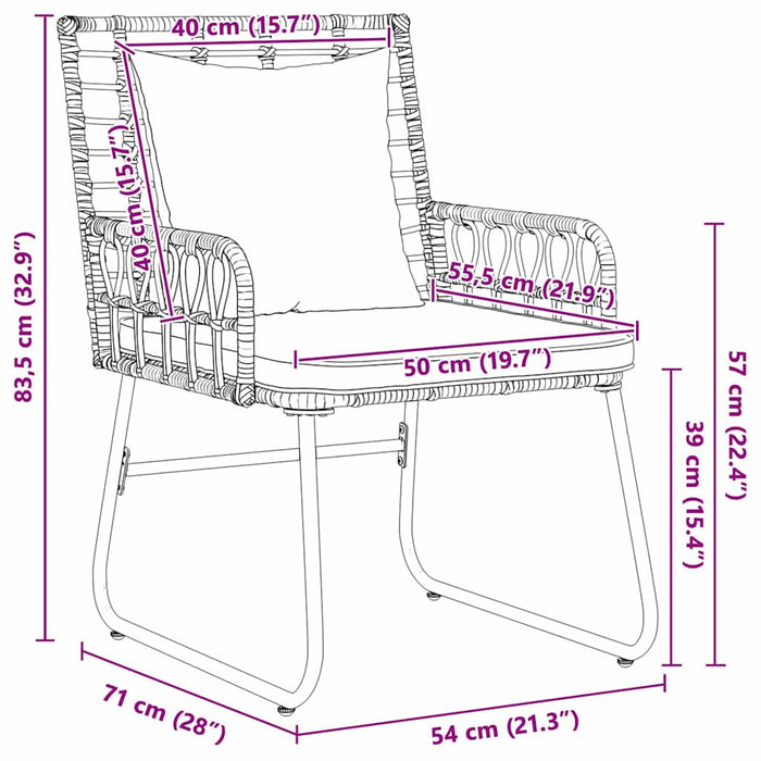 Set de masă pentru grădină 3 pcs Negru, Antracit - WALTI WALTI