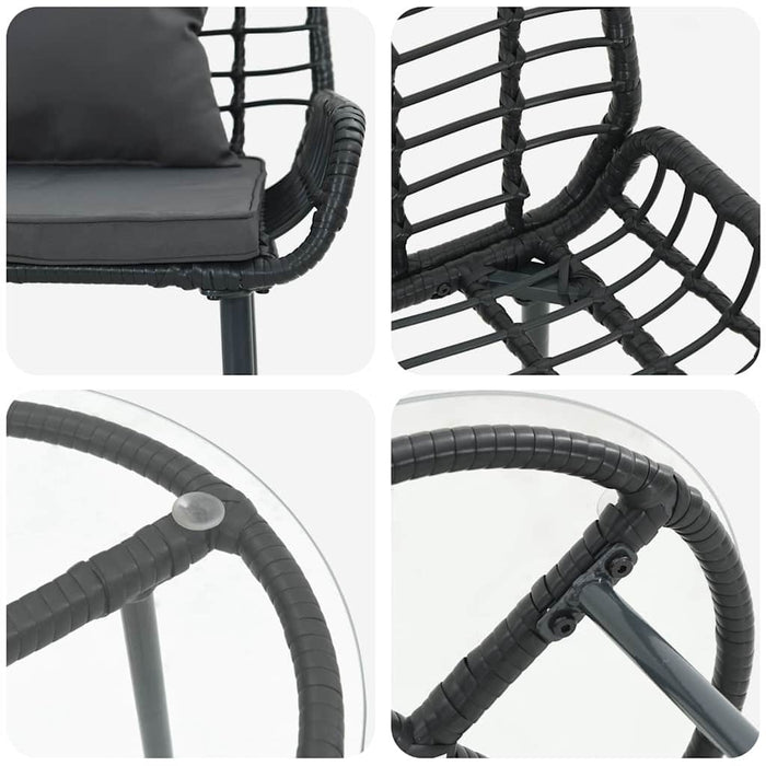 Set de masă pentru grădină 3 pcs Negru, Antracit - WALTI WALTI