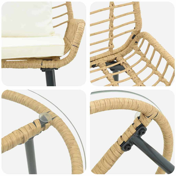 Set de masă pentru grădină cu pernă 3 pcs Maro, Negru, Crem - WALTI WALTI