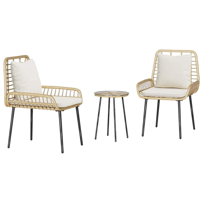 Set de masă pentru grădină cu pernă 3 pcs Maro, Negru, Crem - WALTI WALTI