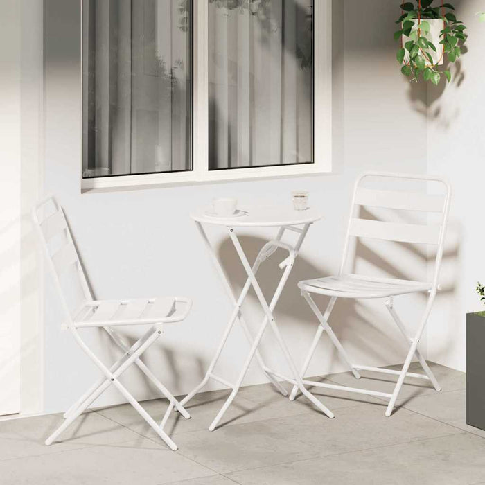 Set Bistro de Grădină 3 pcs Alb Oțel - WALTI WALTI