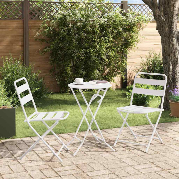 Set Bistro de Grădină 3 pcs Alb Oțel - WALTI WALTI