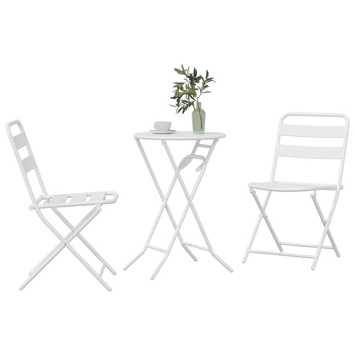 Set Bistro de Grădină 3 pcs Alb Oțel - WALTI WALTI