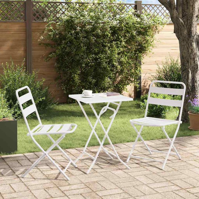 Set Bistro de Grădină 3 pcs Alb Oțel - WALTI WALTI