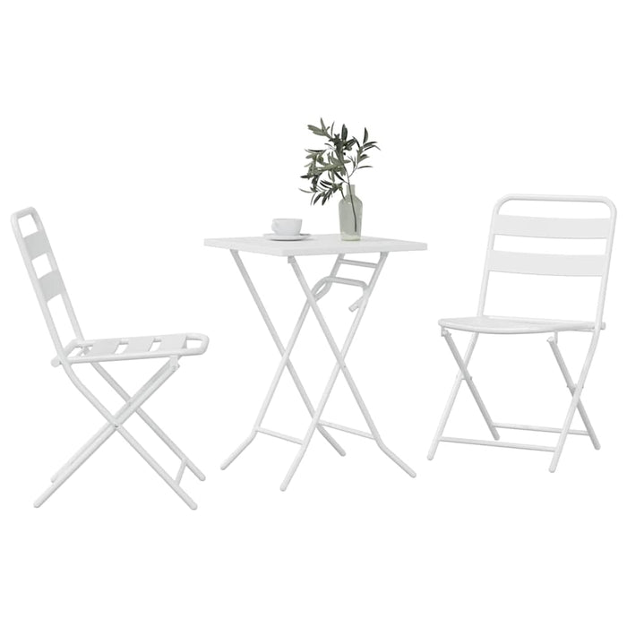 Set Bistro de Grădină 3 pcs Alb Oțel - WALTI WALTI