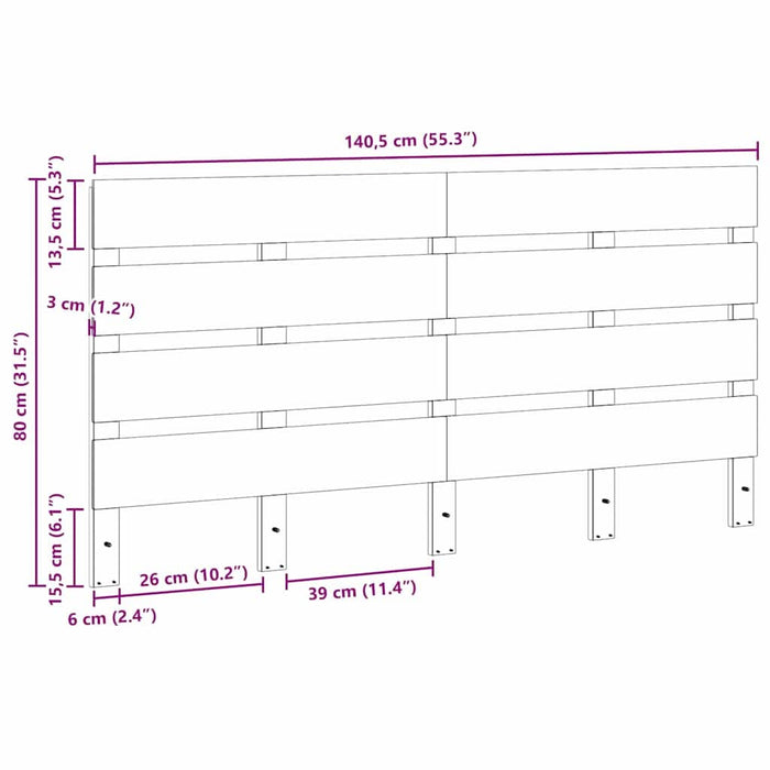 Tăblie cap Maro 140,5 x 3 x 80 cm Lemn de pin masiv - WALTI WALTI