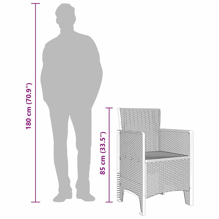 Scaun pentru Grădină 2 pcs Antracit Dimensiune: 53 x 49 x 85 cm - WALTI WALTI
