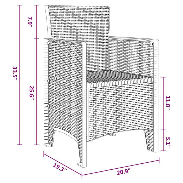 Scaun pentru Grădină 2 pcs Alb Dimensiune: 53 x 49 x 85 cm PP - WALTI WALTI