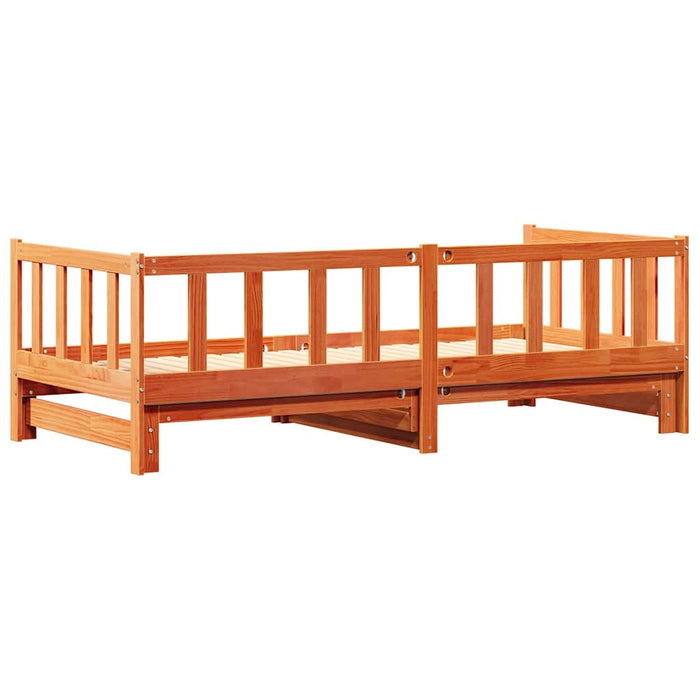 Pat de zi cu trundle Maro ceruit 90 x 200 cm Lemn masiv de pin - WALTI WALTI
