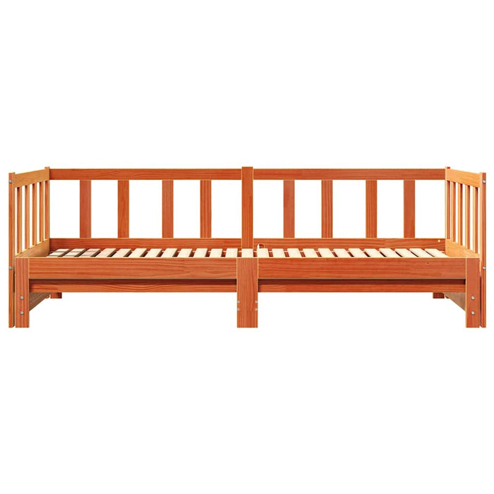 Pat de zi cu trundle Maro ceruit 90 x 200 cm Lemn masiv de pin - WALTI WALTI