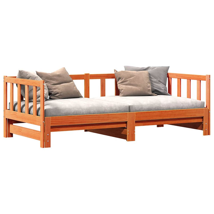Pat de zi cu trundle Maro ceruit 90 x 200 cm Lemn masiv de pin - WALTI WALTI