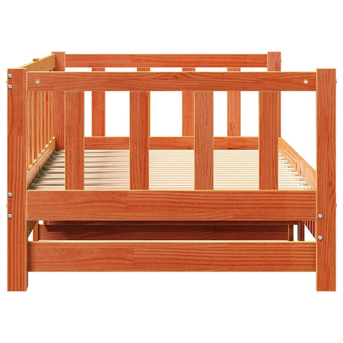 Pat de zi cu trundle Maro ceruit 90 x 200 cm Lemn masiv de pin - WALTI WALTI