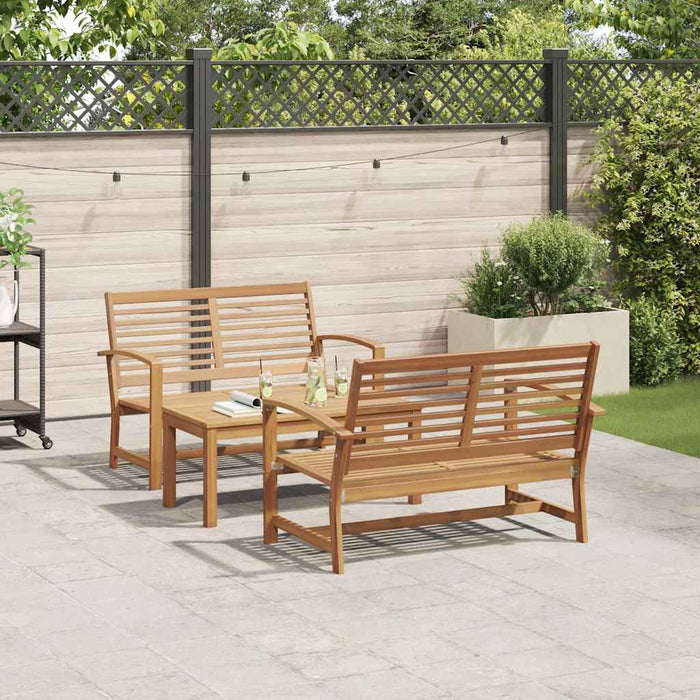 Set de canapele pentru grădină 3 pcs natural Lemn masiv de tec - WALTI WALTI