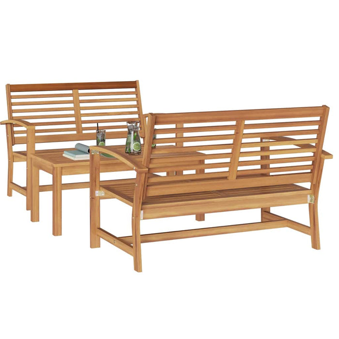 Set de canapele pentru grădină 3 pcs natural Lemn masiv de tec - WALTI WALTI
