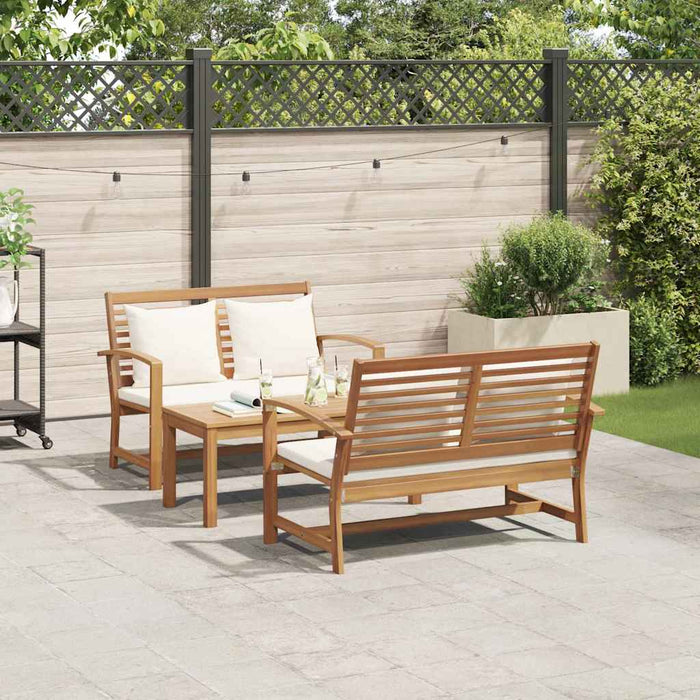 Set de canapele pentru grădină 3 pcs natural Lemn masiv de tec - WALTI WALTI