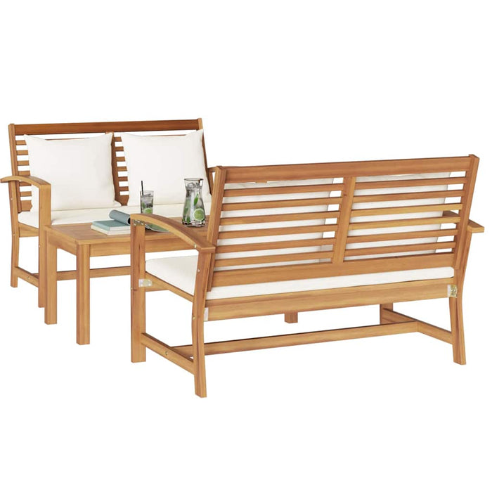 Set de canapele pentru grădină 3 pcs natural Lemn masiv de tec - WALTI WALTI