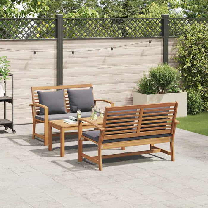 Set de canapele pentru grădină 3 pcs natural Lemn masiv de tec - WALTI WALTI