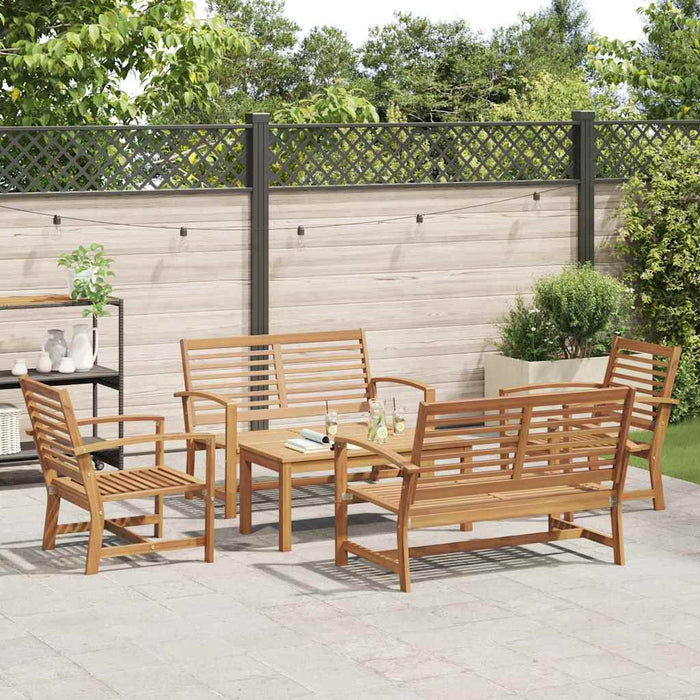 Set de canapele pentru grădină 5 pcs natural Lemn masiv de tec - WALTI WALTI