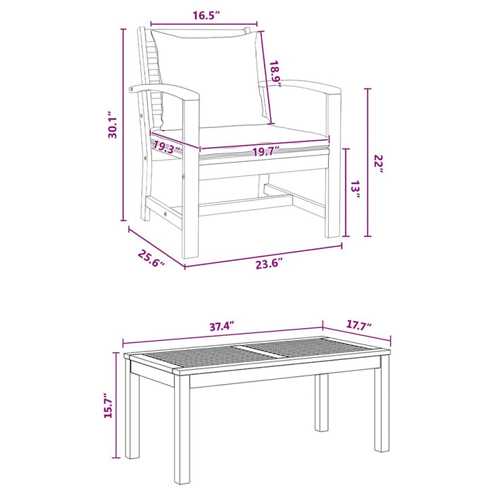 Set de canapele pentru grădină 5 pcs natural Lemn masiv de tec - WALTI WALTI
