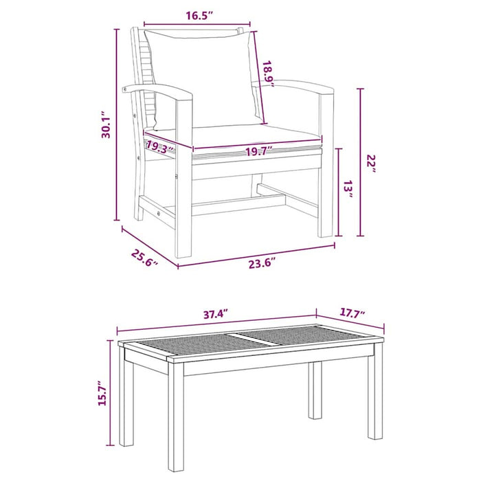 Set de canapele pentru grădină 5 pcs natural Lemn masiv de tec - WALTI WALTI