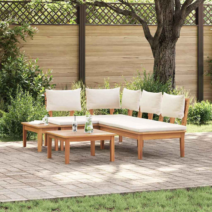 Set de Bănci pentru Grădină cu pernă 4 pcs Maro, Crem - WALTI WALTI