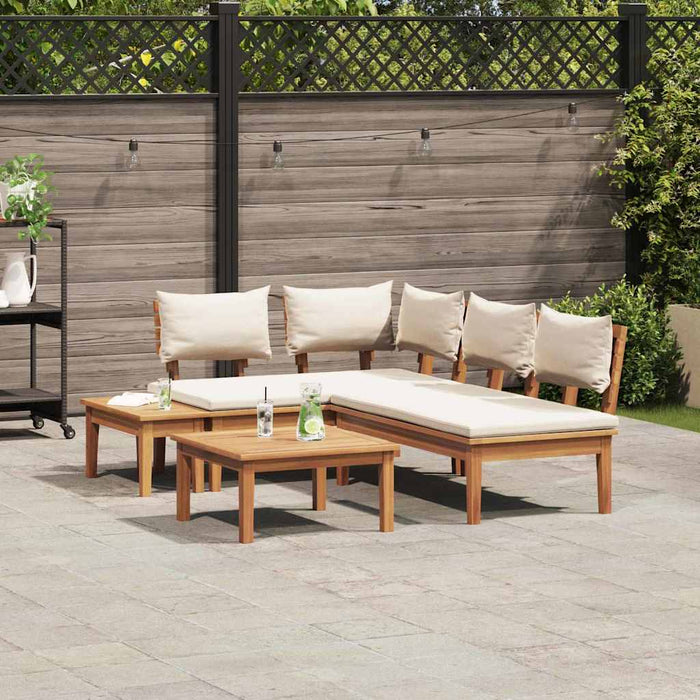Set de Bănci pentru Grădină cu pernă 4 pcs Maro, Crem - WALTI WALTI