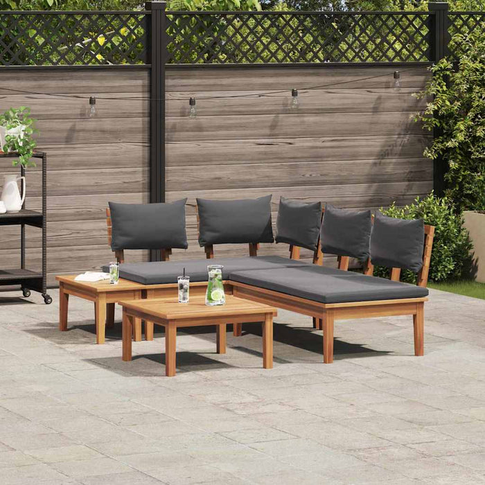 Set de Bănci pentru Grădină cu pernă 4 pcs Maro, Gri - WALTI WALTI