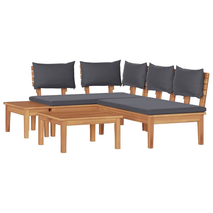 Set de Bănci pentru Grădină cu pernă 4 pcs Maro, Gri - WALTI WALTI
