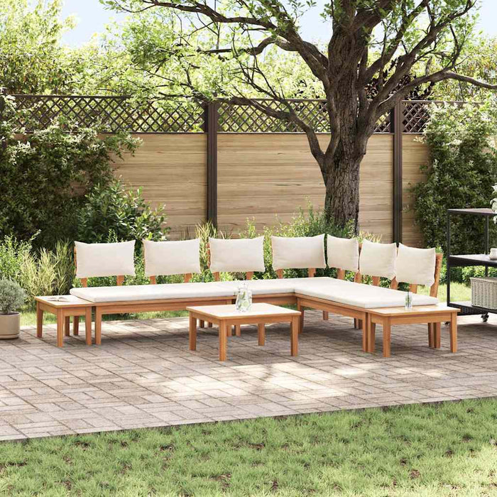 Set de Bănci pentru Grădină cu pernă 4 pcs Maro, Crem - WALTI WALTI
