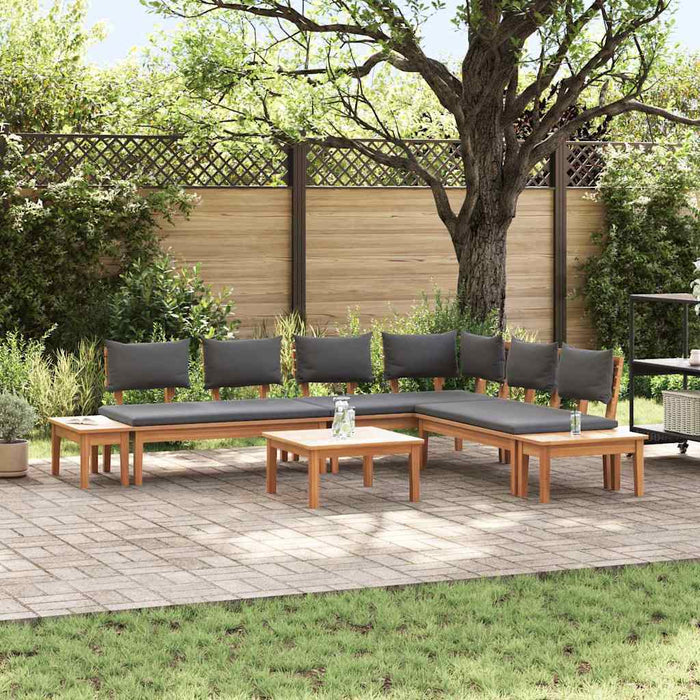 Set de Bănci pentru Grădină cu pernă 3 pcs Maro, Gri - WALTI WALTI