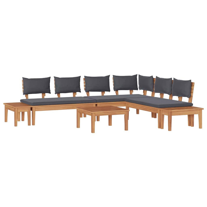 Set de Bănci pentru Grădină cu pernă 3 pcs Maro, Gri - WALTI WALTI