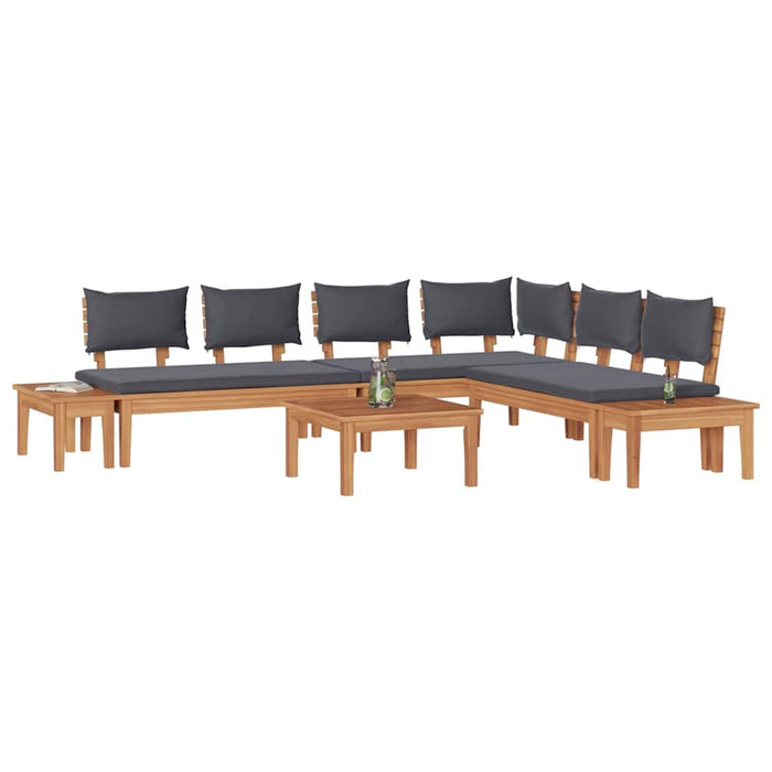Set de Bănci pentru Grădină cu pernă 3 pcs Maro, Gri - WALTI WALTI