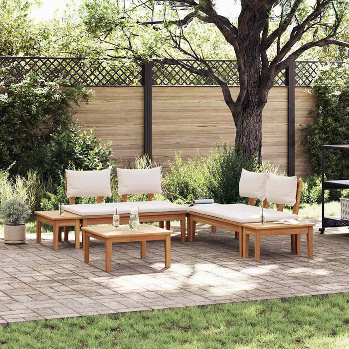 Set de Bănci pentru Grădină cu pernă 3 pcs Maro, Crem - WALTI WALTI