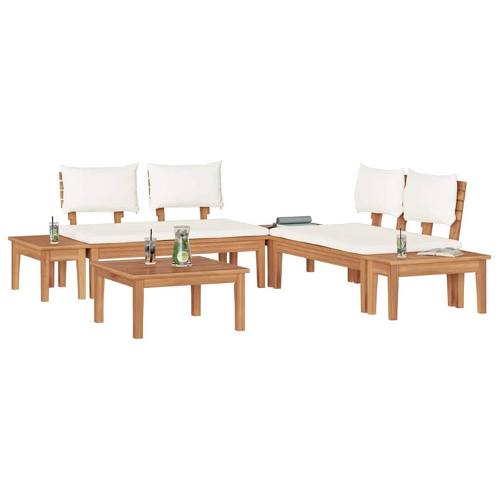 Set de Bănci pentru Grădină cu pernă 3 pcs Maro, Crem - WALTI WALTI