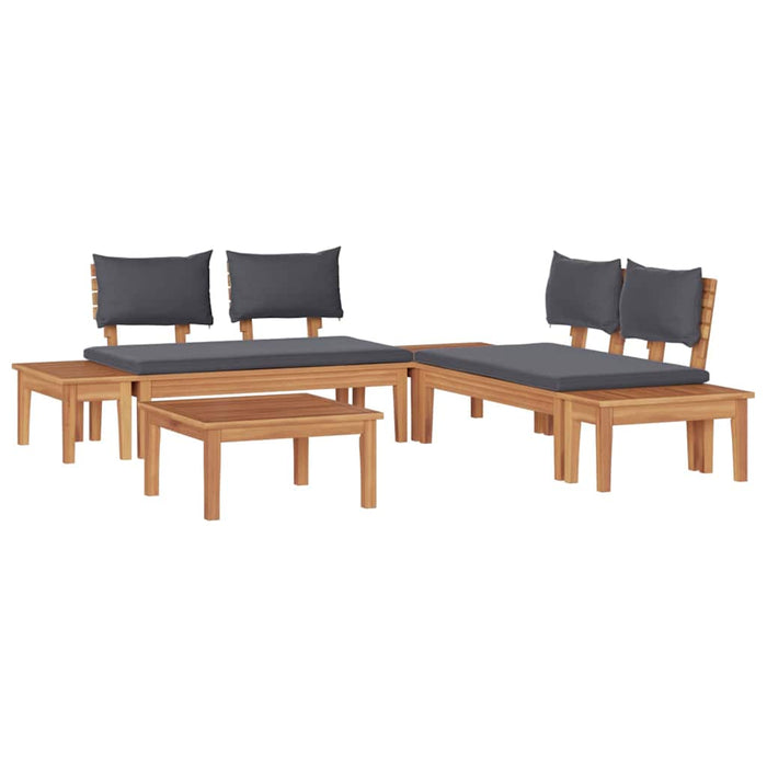 Set de Bănci pentru Grădină cu pernă 3 pcs Maro, Gri - WALTI WALTI