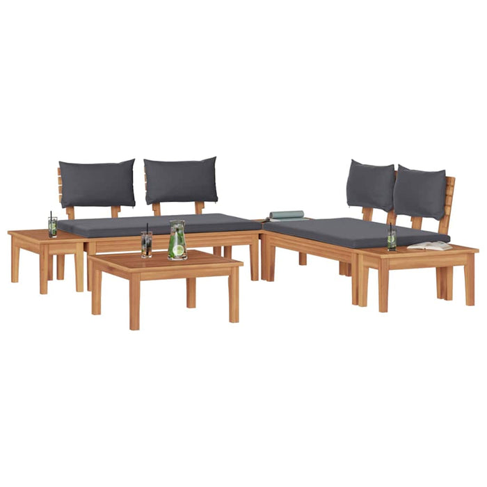 Set de Bănci pentru Grădină cu pernă 3 pcs Maro, Gri - WALTI WALTI