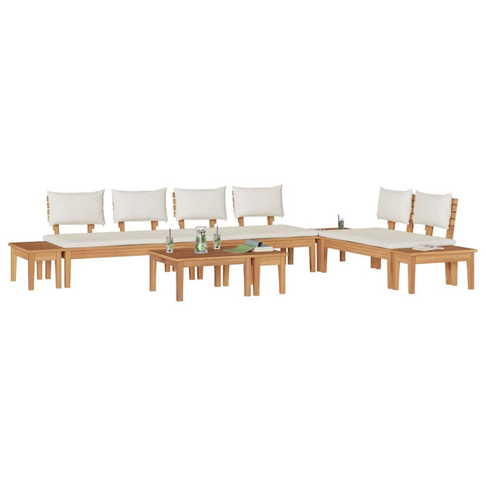 Set de Bănci pentru Grădină cu pernă 5 pcs Maro, Crem - WALTI WALTI