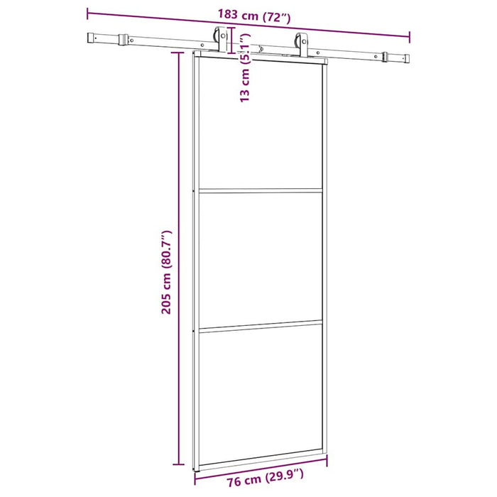 Ușă glisantă cu set de feronerie neagră 76x205 cm Sticlă ESG - WALTI WALTI