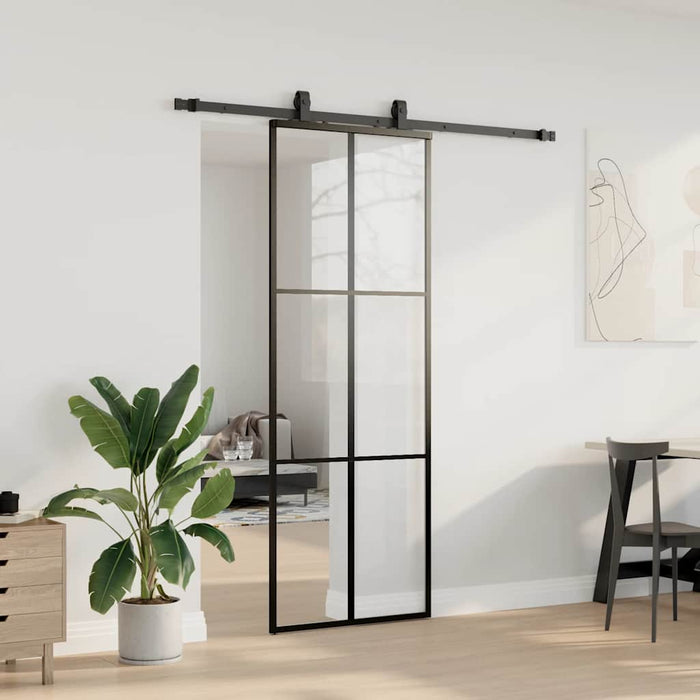 Ușă glisantă cu set de feronerie neagră 76x205 cm Sticlă ESG - WALTI WALTI