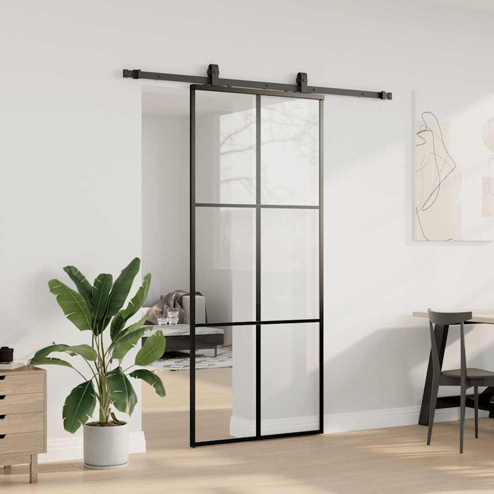 Ușă glisantă cu set de feronerie neagră 90x205 cm Sticlă ESG - WALTI WALTI
