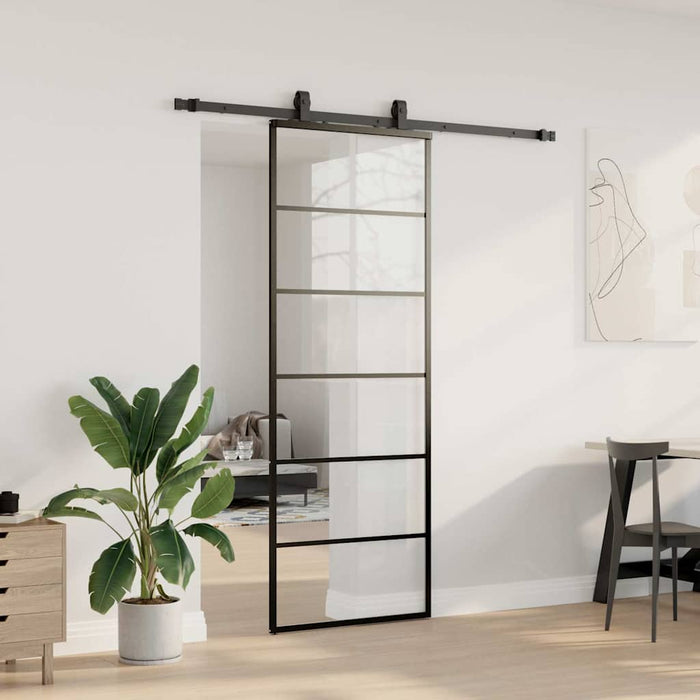 Ușă glisantă cu set de feronerie neagră 76x205 cm Sticlă ESG - WALTI WALTI