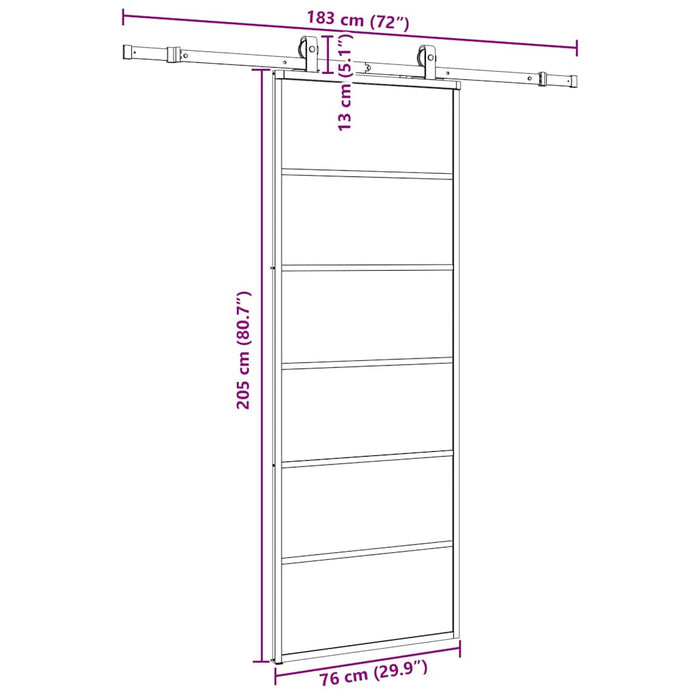 Ușă glisantă cu set de feronerie neagră 76x205 cm Sticlă ESG - WALTI WALTI