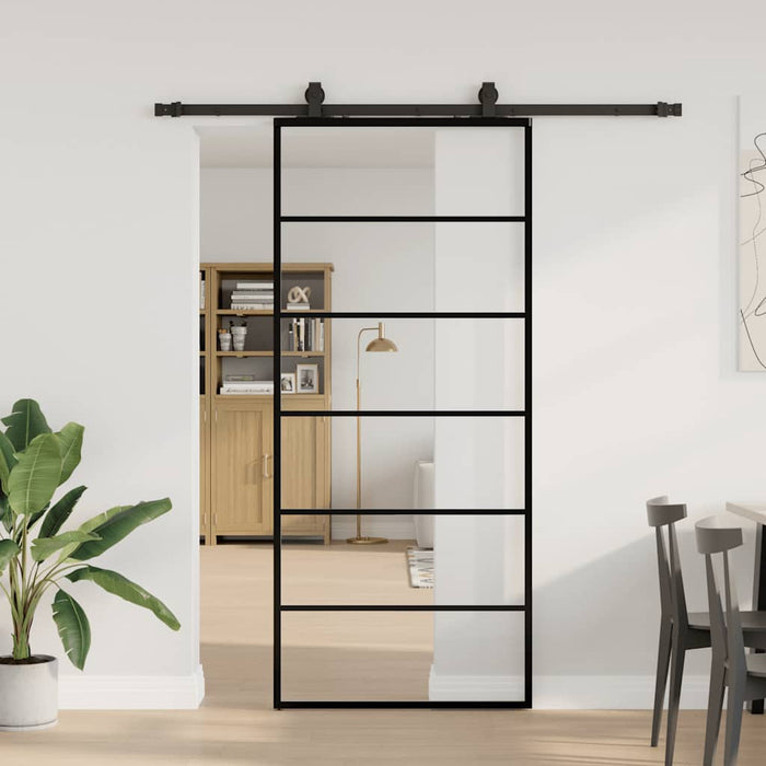 Ușă glisantă cu set de feronerie neagră 90x205 cm Sticlă ESG - WALTI WALTI