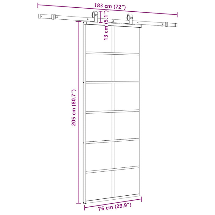 Ușă glisantă cu set de feronerie neagră 76x205 cm Sticlă ESG - WALTI WALTI