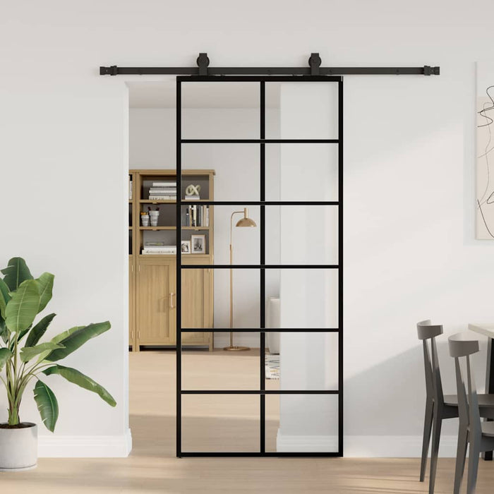 Ușă glisantă cu set de feronerie neagră 90x205 cm Sticlă ESG - WALTI WALTI