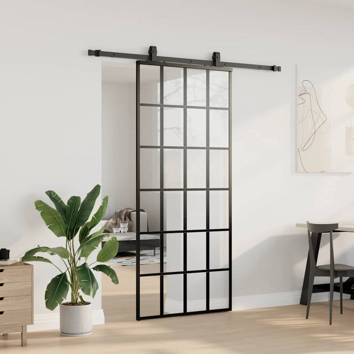 Ușă glisantă cu set de feronerie neagră 90x205 cm Sticlă ESG - WALTI WALTI